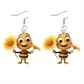 Boucles d'Oreilles en Acrylique Mignonnes avec Tournesol et Abeille