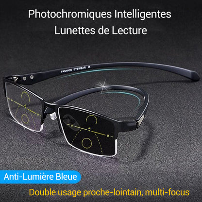 🔥Réduction de 50% pour le Nouvel An🔥Lunettes de lecture multifocales en titane photochromiques progressives à double lumière anti-lumière bleue