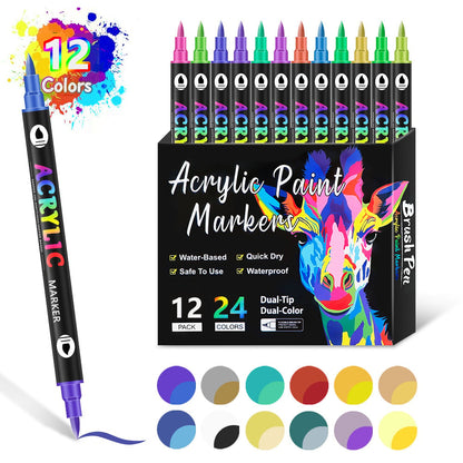 🔥Stylo à peinture acrylique à double pointe - 24/48/72 couleurs