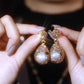 Accessoires de perles artificielles intégrés rétro élégants-collier Long, boucle d'oreille et bague