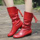 Bottes mi-mollet à talon épais et à lacets pour femmes