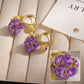 Boucles d'oreilles créoles vintage plaquées or avec sphère en cristal violet