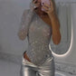 ✨💃Body asymétrique à paillettes pour femme