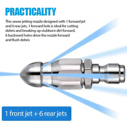 🔩 60% OFF IMMÉDIAT ! 🌊 Buse de Nettoyage pour Égouts en Acier Inoxydable - Élimine les Obstructions et Préviens les Bouchons en Profondeur 💦🚿