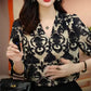 Blouse Élégante à Col en V et Imprimé Jacquard 3D