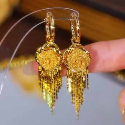 Women's Versatile Gold Rose Earrings