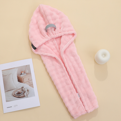 🛁 Grande serviette pour cheveux avec bande élastique sécurisée pour femmes