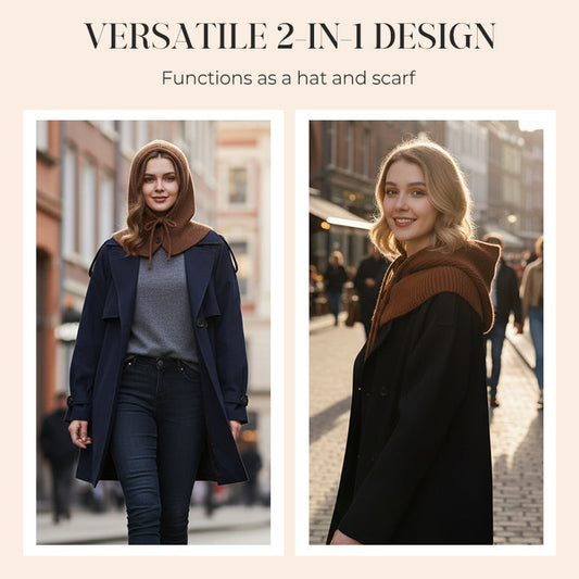 Cagoule tricotée pour femme avec boutons