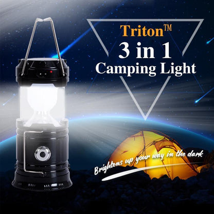 🔥 50% DE RÉDUCTION – OFFRE FLASH !✨ Lampe de Camping 3 en 1 – LED + Flamme Vacillante + Torche | Rechargeable USB/Solaire, Étanche & Portable