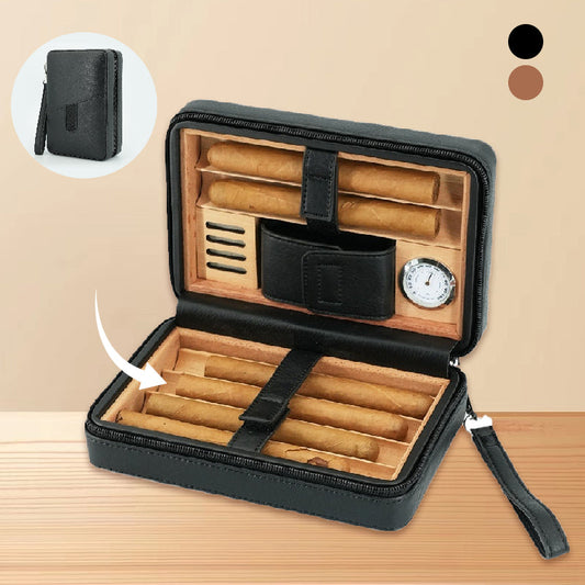 Coffret humidor portable en cuir PU pour cigares
