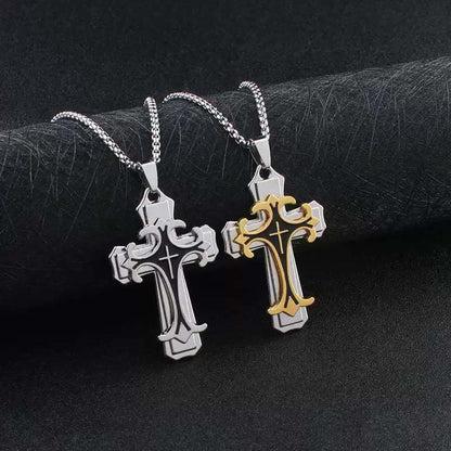 ✝️ 53% DE RÉDUCTION ! 🎉 Collier Pendentif Croix Bicolore – Style Audacieux, Métal Durable & Ajustable 🔗📦