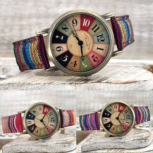 Montres avec motif arc-en-ciel multicolore