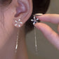Boucles d'Oreilles Pendantes en Forme de Fleur en Diamant Synthétique Brillant