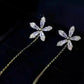 Boucles d'Oreilles Pendantes en Forme de Fleur en Diamant Synthétique Brillant